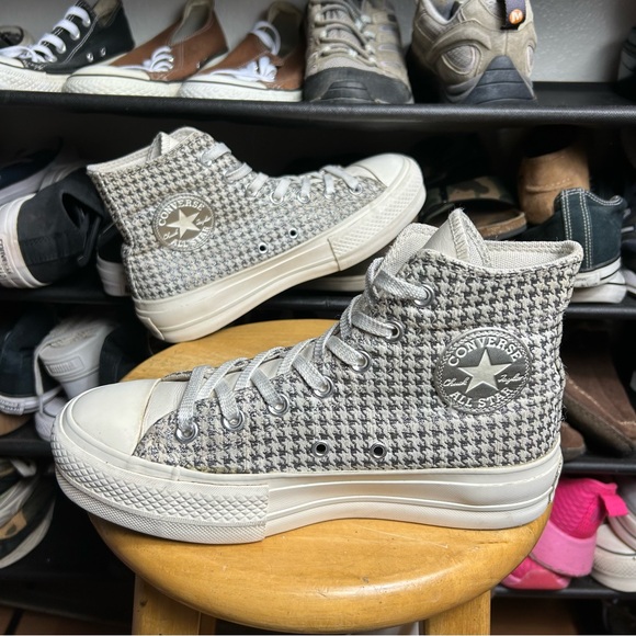 Converse Shoes - Converse ctas hi white silver lift platform chevron